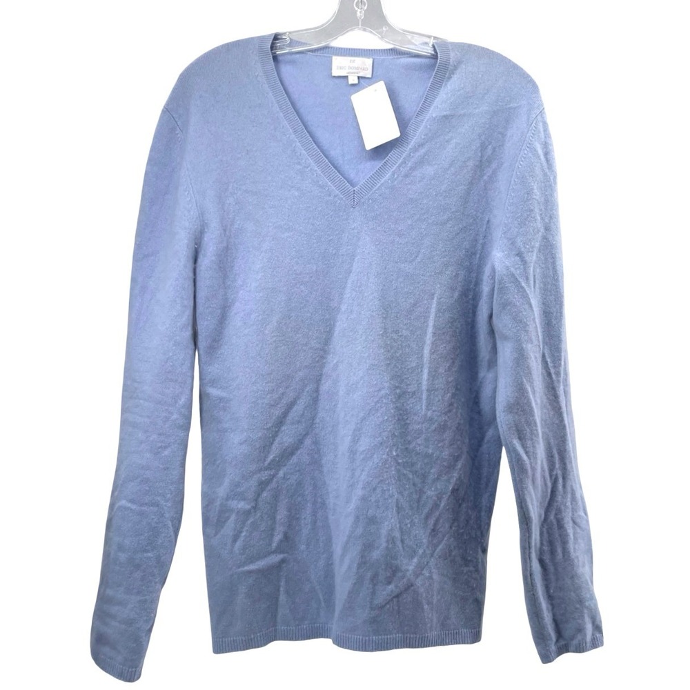 Eric Bompard Women's Sweater V-Neck Light Blue Cashmere Medium NWOT